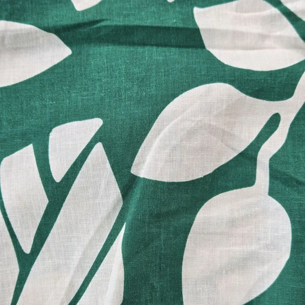 Nicole Miller Artelier Linen Crop Tank Top L Green White Leaf Print Women’s - Picture 9 of 11